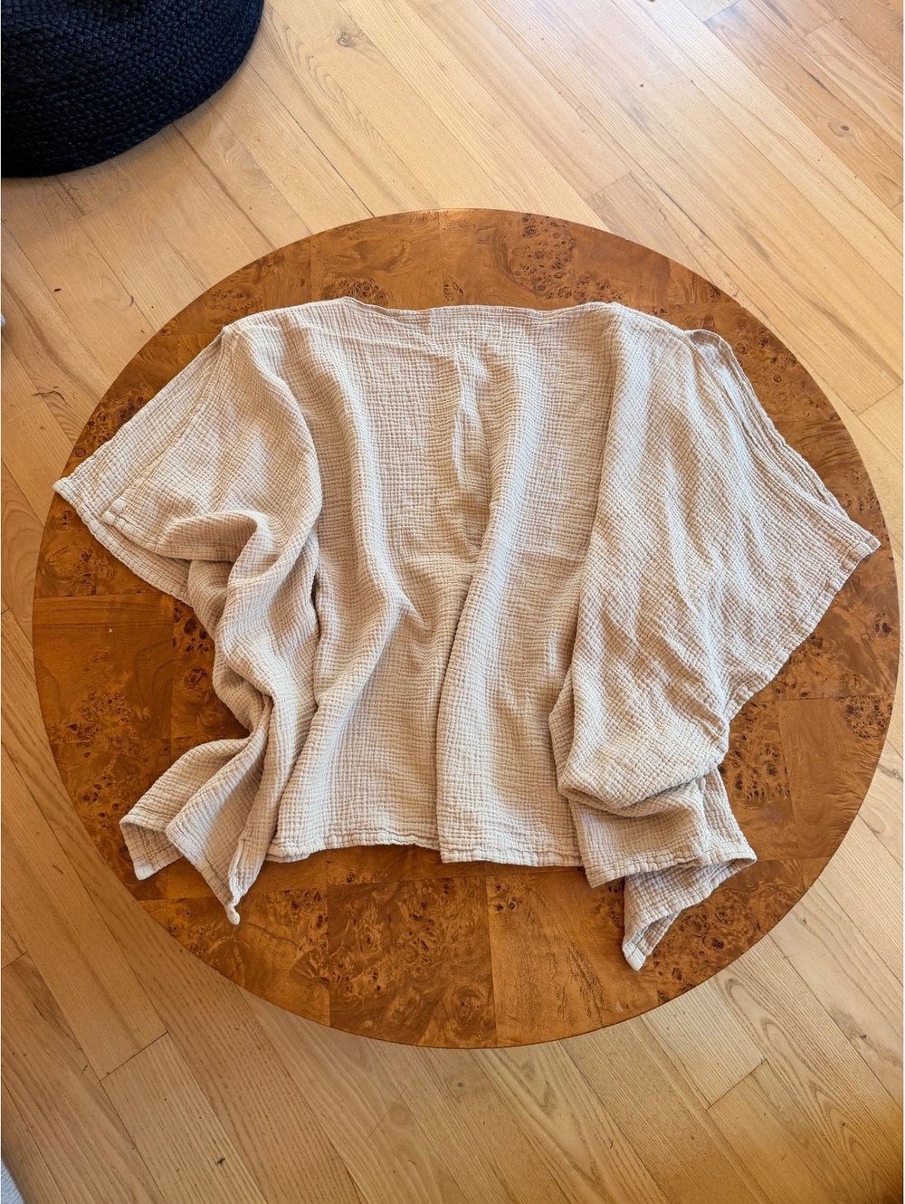 Konssy Beige Cotton Kimono Style Poncho